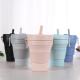 16oz Portable Foldable Silicone Coffee Mug With Lid And Straws