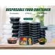 Custom Lunch Disposable Plastic Food Containers for Takeaway Available in 2 to 8 Compartments