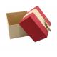 Red Rigid Square Cardboard Gift Box with Lid With Handle , Varnishing / Calendering Printing