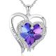 Purple Sterling Silver Heart Pendant Necklace