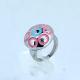 FAshion 316L Stainless Steel Flower Ring With Pink Enamel LRX088