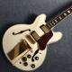 Hollow body jazz electric guitar, Double F holes,Ebony Fingerboard,Tremolo system,white guitar