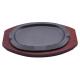 Oval Sizzler Plate With Wooden Base 27*17cm Cast Iron Sizzling Plate