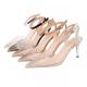 899-35 European And American Style Simple Pointed Shallow Mouth High Heels Transparent Rhinestone One Word Sandals Stile