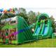 Green Forest Inflatable Slide Zip Line Crazy With 21L x 6W x 11H Meter