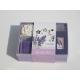 Purple lavender fragrance scented pillar candle and rose candle with printed label packed into gift box