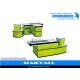 Green Color Supermarket Checkout Counter Cash Desk With Stainless Steel Table Surface