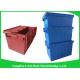 Warehouse Nestable Plastic Tote Boxes / stackable bins with hinged lids