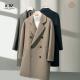 Men's Autumn Winter Lapel Turn-down Collar Double-Breasted Long Slim Woollen Overcoat