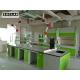 Green Colour Base Cabinet Laboratory Central Workstation With Reagent Shelves,PP Sink