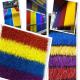 Safe Colorful Artificial Grass / Blue Yellow Purple Red Fake Grass Lawn