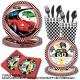 Hot Sale Happy Birthday Party Decoration Disposable Plate Set Racing Car Party Supplies