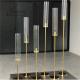 Factory hot sale set different size thin hurricane gold candlestick candle holder for wedding table decoration