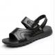 Flat Handmade Leather Sandals Mens  Leisure Black Beach Sandals With Leather Upper