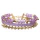 Purple Heart Crystal Beads Bracelet Set With Adjustable 0.7mm Elastic Cord