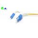 Flexible Angle Boot LC UPC - SC UPC 9 / 125μm Fiber Optic Patch Cable G652D DX With Yellow LSZH