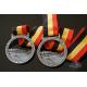 Running Racing Metal Award Medals Cut Out On Design With Strip Ribbon