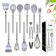 Artistic Marble Stainless Steel Silicone Utensils 11pcs FDA Approved