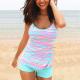 High Quality Girls Gradient Colorful 2 Piece Swimsuit Tankini Beach Wear Womens Swim Wear