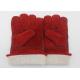 Red Welding Work Gloves , Cow Split Leather Gloves OEM / ODM Service