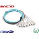 SC OM3 Fiber Pigtails / Optical Patch Cords Fanout 0.9mm 2m 3m 5m Aqua LSZH PVC