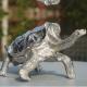 Polished Cast Stainless Steel Crawling Turtle Sculpture For Home Decoration