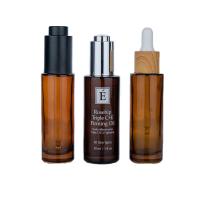 30ml Brown/Amber Glass Clear Cylindrical Bottle With Silver/Bamboo/Black Drop For Empty Cosmetic Glass Bottles