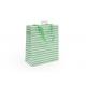 Green Eco Friendly Striped Paper Bags With Handles Glossy Lamination