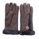Women soft fashion double face fur lined leather gloves ladies lamb fur gloves with button