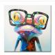 Hand Painted Oil Painting Pop Frog with Glasses on Canvas Wall Art 3D Abstract Canvas
