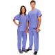 Breathable Disposable Scrub Suits , Round Neck Baby Blue Scrubs With Pockets
