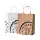 Khaki White Food Takeaway Kraft Paper Brown Shopping Bags With Handle Bulk