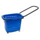 Blue 55L Shopping Basket With Wheels For Grocery , 4 Wheel Shopping Baskets With Handles