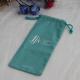Cotton Fabric Velvet Drawstring Jewelry Pouch Green Color Printed Logo For Jewelry