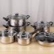 Family Kitchen Cooking Pot Cookware Set 12pcs Stainless Steel 410 Cookware Set with Black Handle