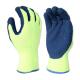 L1401 7 Gauge Hi-Viz Yellow Brushed Terry Loops Acrylic Liner, with Blue Latex Palm Coating, Crinkle Finished