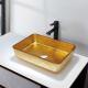 Luxury Gold Rectangular Vessel Sinks 4.2 Inch Modern Deep Bathroom Sink Basin