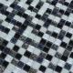 300x300mm mosaic glass tile sheets,glass mosaic bathroom tiles,black &grey & blue color mixed