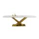 Stainless Steel Legs Marble Extending Dining Table