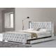 Comfortable Silver Fabric Gas Lift Storage Bed Crush Velvet With RGB LED Light Headboard