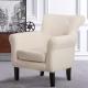 Accent Chair Fabric Living Room Armchair Upholstered Club With Solid Wood Leg Beige