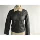 Comfortable Ladies PU Jacket With Sherpa Collar Button Through LEDO1713