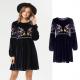 Newest Design Women Tunic Velvet Dress with Embroidery