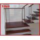 Steel Cable Stair VK82SC   Carbon Steel Powder-coate  Treed Beech  Aluminum Wooden  Handrail 304 Stainless Steel  Glass