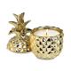 Customized Ceramic Candle Jar Containers Gold Pineapple Shape With Lid