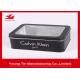 Black Gift Printed Tin Containers 0.23mm Rectangle Metal Watch Packaging Clear Window On Top