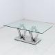 Rectangle Glass Top Home Coffee Table With Stainless Steel Leg
