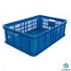 Vented Plastic Fruit And Vegetable Crates , Blue Stackable Vegetable Crates