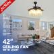 Remote Control 8 LED Bulbs Indoor Ceiling Fan DC Motor Energy Saving