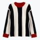 2024 New Women's Sweater Round Neck Stripe Versatile Loose Long sleeved Knitted Top Casual Academy Style